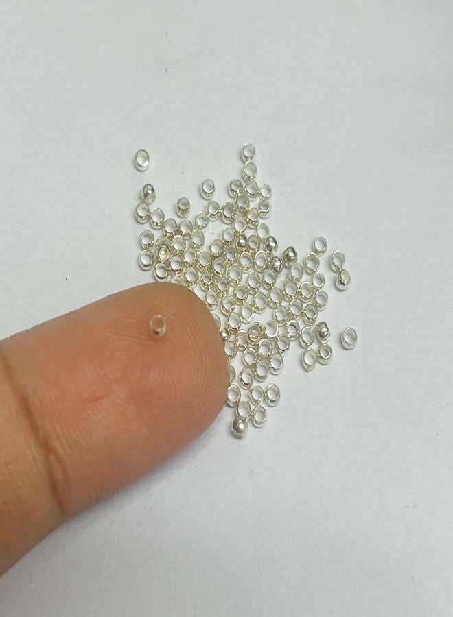 Excellentcrafts 2mm Brass Crimp Beads � Metal Round Spacer Stopper Beads for DIY Jewellery Making (100pcs Pack) (Silver) - Image 3